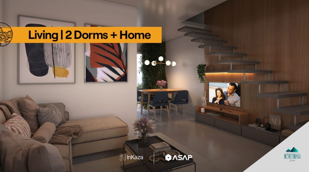 Living da casa de 62 m² do Condomínio Clube Noronha - Casas a venda em Cotia SP