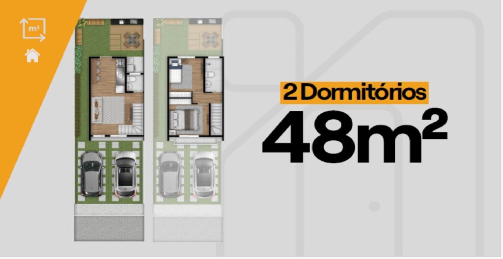 Planta de 48 m² do Condomínio Clube Noronha - Casas a venda em Cotia SP