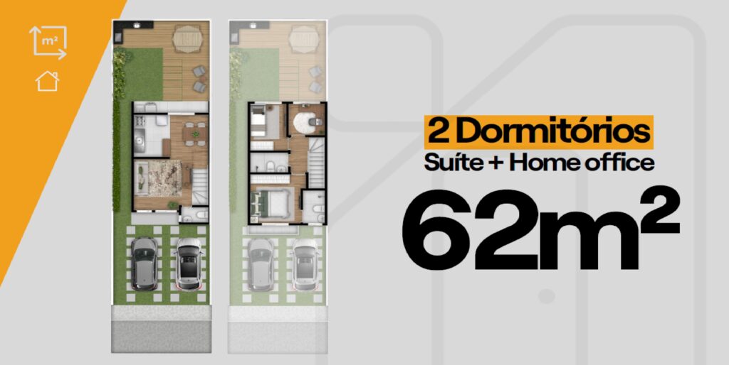 Planta de 62 m² do Condomínio Clube Noronha - Casas a venda em Cotia SP