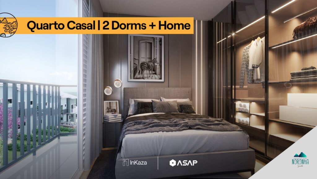 Quarto de casal da casa de 62 m² do Condomínio Clube Noronha - Casas a venda em Cotia SP