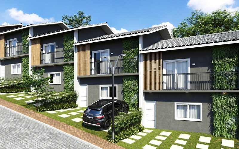 Fachada 78mts Residencial Milão - Casas a venda com 2 e 3 dormitórios na Granja Vianna SP