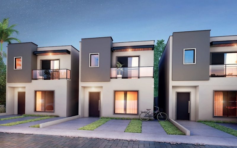 Fachada do Residencial Arandu - Casas-a-venda-com-3 dormitórios na Granja Vianna Cotia SP